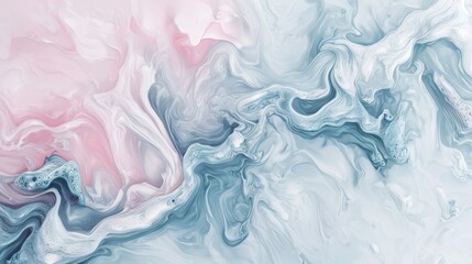 Obraz premium Abstract Swirling Paint Pastel Blue Pink White