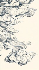 Fototapeta premium A stylized illustration of swirling clouds on a light background.