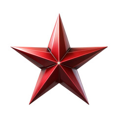 A 3d red star isolated on a transparent background, PNG file