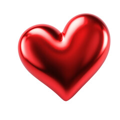 A 3d red heart isolated on transparent background, PNG file, red heart
