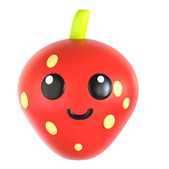 strawberry fruit 3d icon illustration 