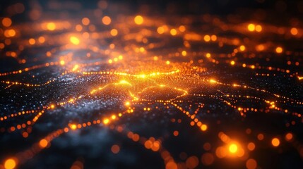 Fototapeta premium A vibrant network of glowing points and lines, illustrating a digital landscape filled with energy and interconnectedness.