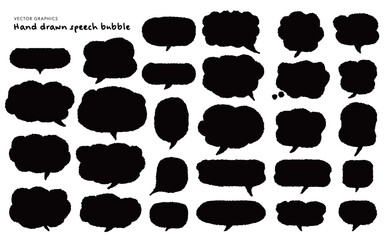 手描きふきだしコレクション・黒色｜イラスト素材セット