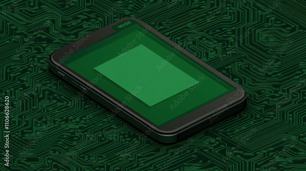 Aufkleber modern smartphone on circuit board background for technology and digital innovation themes in stock 