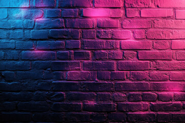 Neon light glowing on brick wall, creating striking contrast.