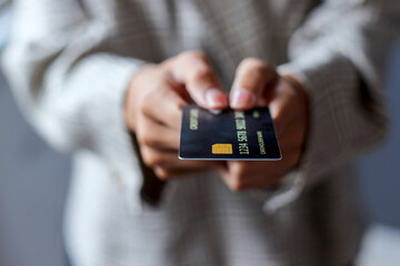 Business Hands Giving Credit Card For Payment Online With Credit Card