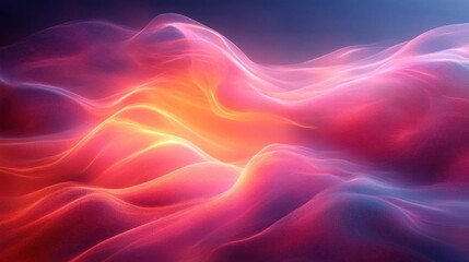 Obraz premium A vibrant abstract depiction of flowing waves, blending hues of pink, orange, and purple, creating a soothing and dynamic visual experience.