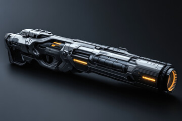 Futuristic gun emitting a vibrant glow.