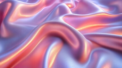 Obraz premium A smooth, shimmering fabric drapes elegantly, showcasing vibrant hues of pink and blue with soft, flowing folds.