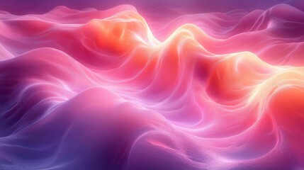 Obraz premium A vibrant, abstract landscape of flowing waves in shades of pink and purple, creating a dreamy, ethereal atmosphere.