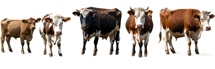 Cute Cow PNG Collection Ideal for Agricultural Graphics, Children's Books, and Creative Projects