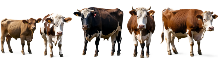 Cute Cow PNG Collection Ideal for Agricultural Graphics, Children's Books, and Creative Projects