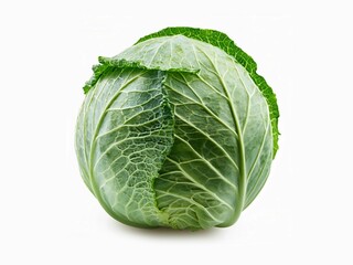 Obraz premium Fresh cabbage isolated on white background with clipping path and full depth of field