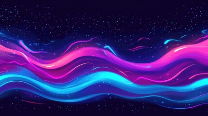 Vibrant Abstract Waves in Blue and Pink Against Dark Background