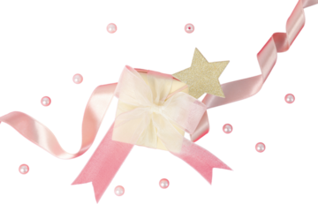 PNG, Mystery box, pink bag with bow, isolated on white background.