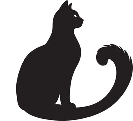 cute a cat silhouette,  vector,  art