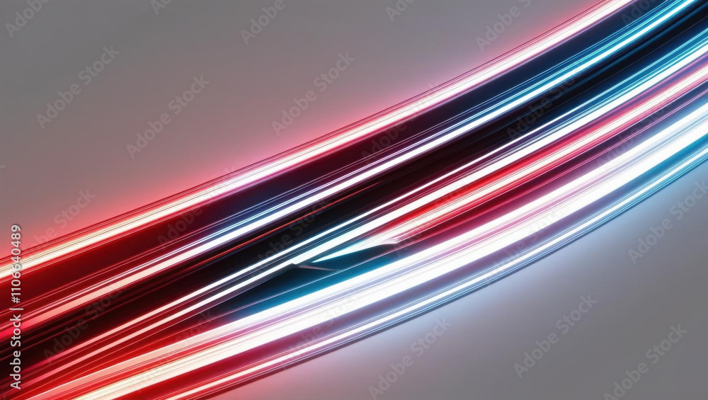 Poster vivid light trails create abstract optical design with intricate bandwidth, showcasing sleek futuris