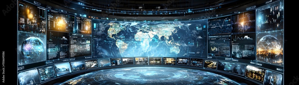 Aufkleber global network control center interface