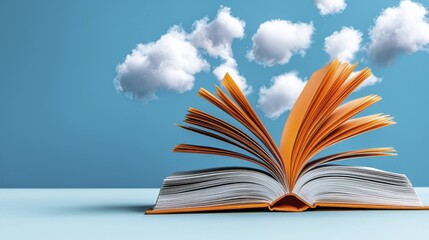 Open Book, Clouds, Blue Sky, Education | Minimalism