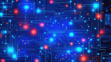 Obraz premium Abstract Digital Technology Background with Colorful Circuits and Lights