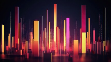 Vibrant Abstract Cityscape with Colorful Tall Structures