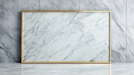 Fototapeta premium Gold marble frame anniversary luxury border concept. Elegant Golden Frame on Marble Background