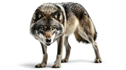 Fototapeta premium This image captures the wild essence of a furry Iberian wolf.