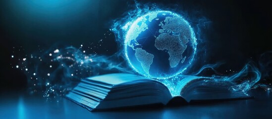 A creative depiction of education's future represented by a globe and open book.