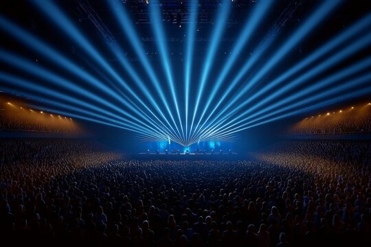 A modern event banner with a stage setup and audience, highlighting a tech conference with subtle branding elements