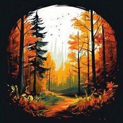 the AI Image Generator, Autumn Forest Pathway Capturing