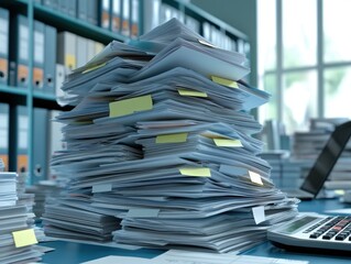 Accountant organizing receipts and invoices for tax preparation