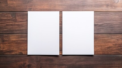 Fototapeta premium Template magazine page mockup concept. White Mockup Pages on Wooden Surface