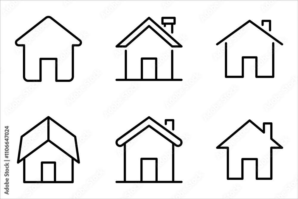 Poster web home icon set for apps and websites. collection home icons. vector illustration on white backgro