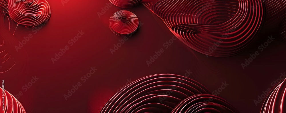 Poster abstract red swirling circular forms design