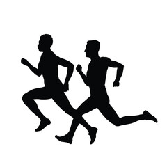 Silhouettes of people running in a race