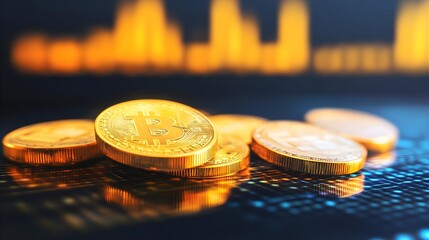 Bitcoin Gold Coins Financial Chart