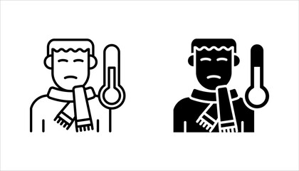 Influenza. Flu Symptoms, Disease, sickness, linear style icons set. vector illustration on white background