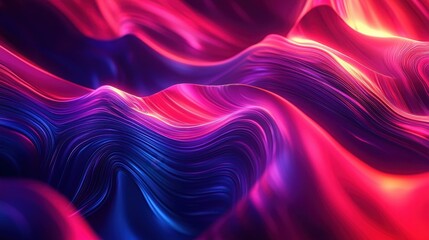 Obraz premium Abstract Pink And Blue Wavy Lines Digital Art