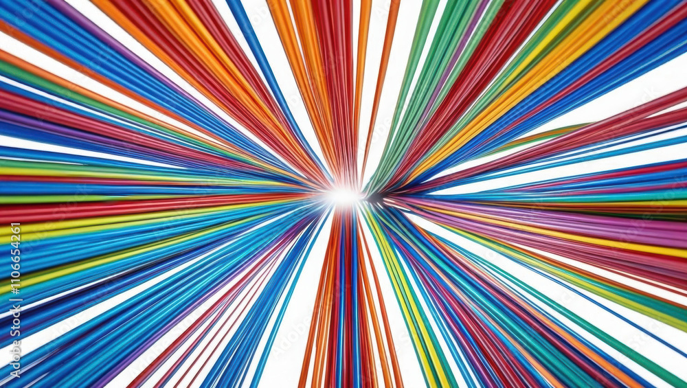 Poster dynamic display of multi color fiber optics showcasing seamless connectivity and futuristic design, 