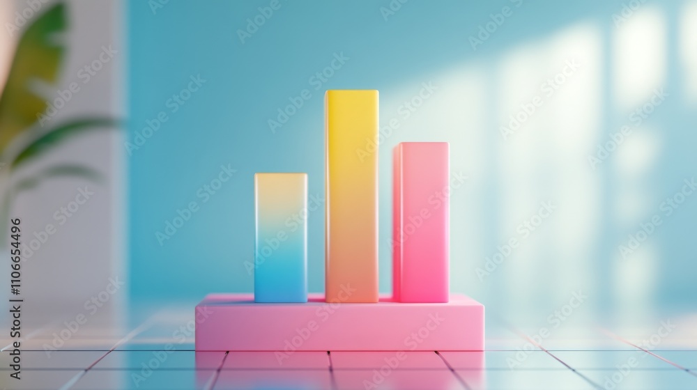 Poster modern colorful bar graph displaying growth trends in business