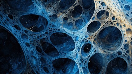 Abstract Blue And Gold Cellular Structure Design