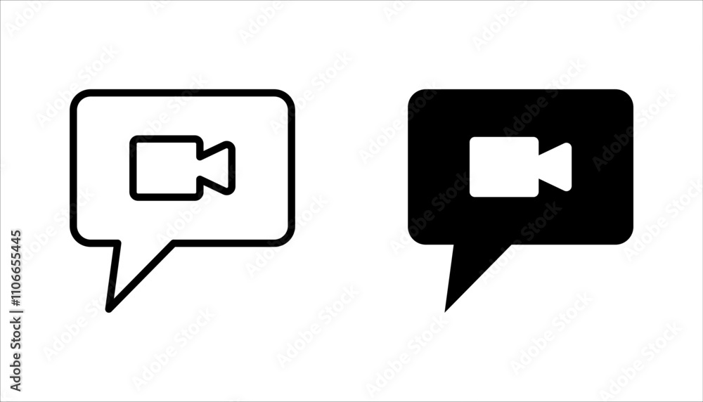 Poster video message icon set. simple flat vector illustration for web site or mobile app on white backgrou