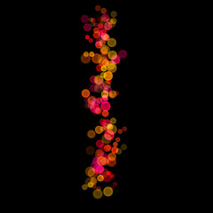 Number one (1) made with multicolored bokeh lights effect, Bokeh abstract isolated on black background, Blur, Glitter, Defocused, Seamless polka dot pattern, Creative, Illustration design