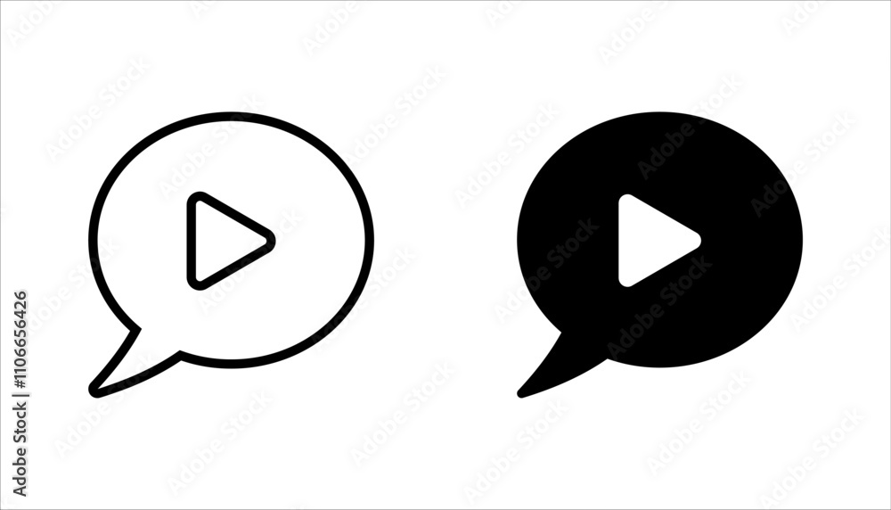Poster video message icon set. simple flat vector illustration for web site or mobile app on white backgrou