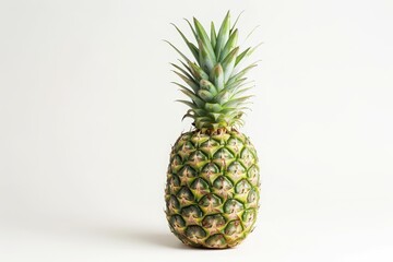 Single Ripe Pineapple Isolated on a White Background.
