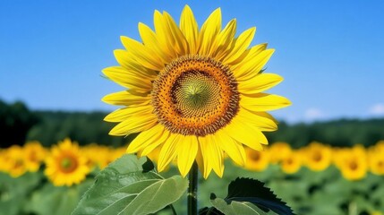 Vibrant Sunflower in Bloom Against a Clear Blue Sky