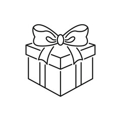 christmas gift box icon, present or surprise, prize concept, thin line web symbol on white background - editable stroke vector illustration