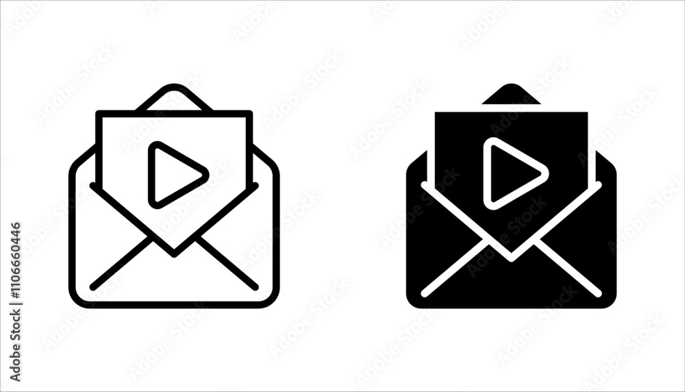 Poster video message icon set. simple flat vector illustration for web site or mobile app on white backgrou
