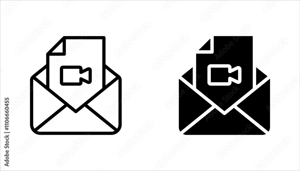 Poster video message icon set. simple flat vector illustration for web site or mobile app on white backgrou