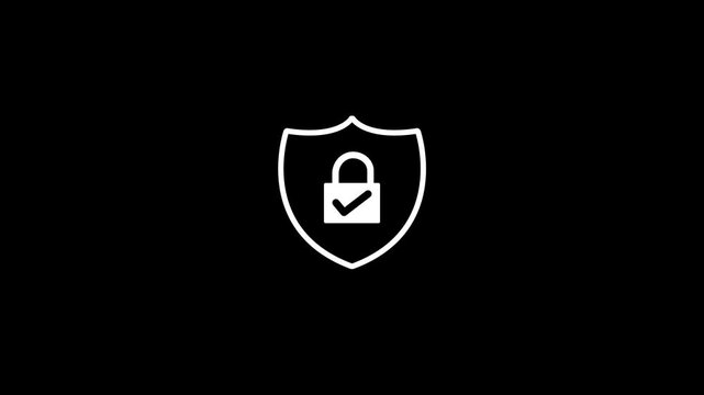 Protection sign shield with padlock icon. security concept logotype icon animation.